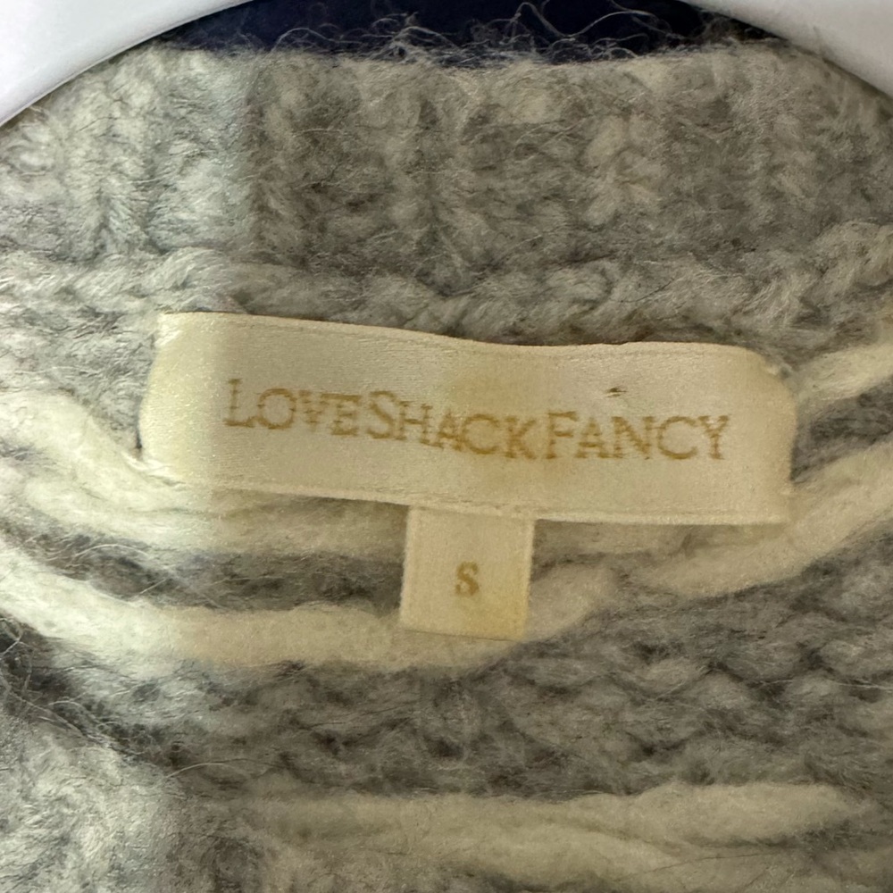 LoveShackFancy Rosie Pointelle Grey/GrayAlpaca Wool Pullover Sweater (S) - Picture 7 of 10